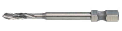 VÖLKEL HexDrive Taraud mécanique (prise hexagonale) 1/4 HSS E M4 DIN371 Forme C / 15° RSP Filetage métrique Trou borgne Foret en acier inoxydable