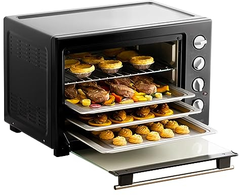Fornetto Elettrico,1800w,Controllo Indipendente Della Temperatura Superiore/Inferiore,70-230℃,Finestra di Vetro Visibile,Timer da 60 Minuti,Vassoio e Griglia Inclusi, Guanti Speciali,40L