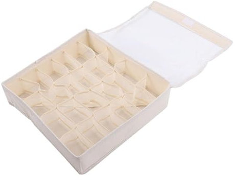 hobbyme Caja de almacenamiento lavable para ropa interior con tapas, plegable, 24 rejillas, sujetadores, calcetines, cajón, organizador multifunción para el hogar