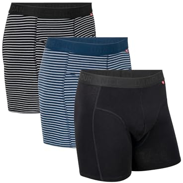 DANISH ENDURANCE Boxershorts Herren 3er/6er Pack, Bio Baumwolle (Mehrfarbig (1x Schwarz gestreift, 1x Marineblau gestreift, 1x Schwarz) - 3er Pack, 2XL)
