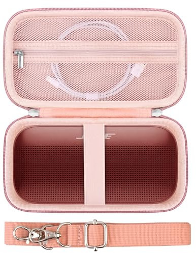 Supmay Hard Carrying Case for Bose SoundLink Flex Bluetooth Speaker, Travel Case with Zipper Mesh Pocket for USB-C Cable, Manuals and Other Accessories, Rose Gold+Rose Gold