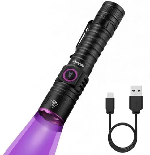 ALONEFIRE SV101 UV-Taschenlampe, 365 nm, wiederaufladbar über USB