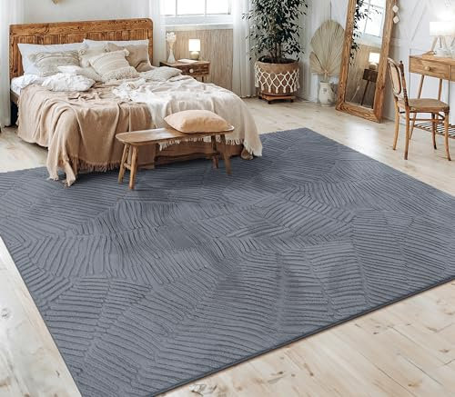 Paco Home Teppich Wohnzimmer Schlafzimmer Kurzflor Skandinavisches Boho Muster Geometrisch Rauten Motiv Einfarbig Weich Modern, Grösse:120x160 cm, Farbe:Anthrazit 5