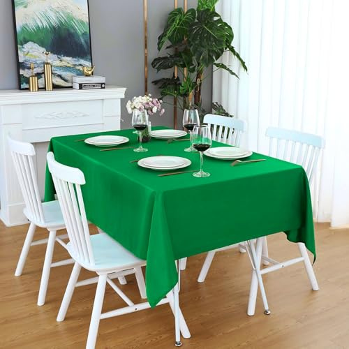 LivinEase Tischdecke 140 x 240 cm – Grün Rechteckige Tischdecke aus Baumwollmischung 250 g/m² für 6- bis 10-Sitzer-Tisch – Elegante drapierte Tischtuch für den Weihnachtstisch