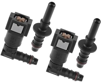 Motoforti Universal 90 Degree Fuel Hose Quick Release Connector, 7.89mm to 8mm, Nylon, Black, 2 Set