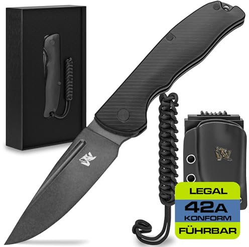 Wolfgangs RAVUS Zweihandmesser Klappmesser aus feinstem D2 Stahl - Legales Taschenmesser Klappmesser - Rebustes Outdoor Messer Survival - Klappmesser Outdoor inkl. Kydex Holster