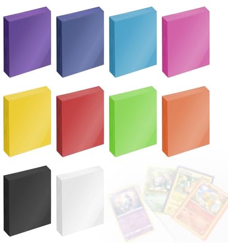 MIGUBIGU 500 Stück Farbige Karten Hüllen 66 x 91mm, Kunststoff Weiche Sammelkartenhüllen Rückseite Matt Gefrostet 10 Farbe für Sammelkarten