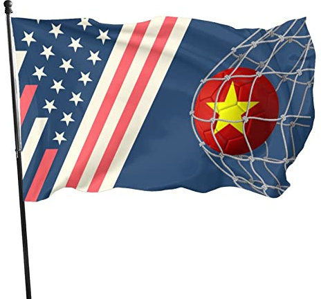 Fußball-Fußballtor-Vietnam-Flagge, 90 x 150 cm, lebendige Farben und UV-beständige Wandflaggen, Banner für den Innen- und Außenbereich