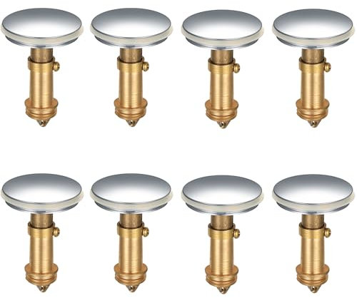 8 tappi pop up per lavandino, tappi di scarico a pressione da 38 mm, tappo a molla Click Clack, tappi per lavello per cucina, bagno, lavabo, vasca, in ottone massiccio cromato