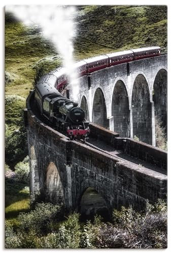 ARTLAND Wanddeko Leinwand Bilder Wandbild 40x60 cm Vintage Eisenbahn Zug Reise Jacobiter Express Highlands Schottland U5II
