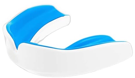 Enmo Maxilla Gel Gum Shield - Youth Under 10 Mouth Guard with Case for Rugby, Boxing, Hockey and Contact Sports - Mouthguard with Boil & Bite, Breathing Channel Tech, Dual Layer - Blue/White | Youth Under 10 Mouth Guard with Case for Rugby, Boxing, Hockey and Contact Sports, Mouthguard with Boil & Bite, Breathing