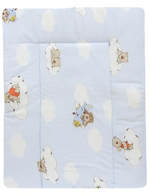 Baby Delux Wickelauflage Wickelunterlage 60x75 cm weiche Wickeltischauflage Baumwolle wasserdicht waschbar (Teddy Wolke blau)