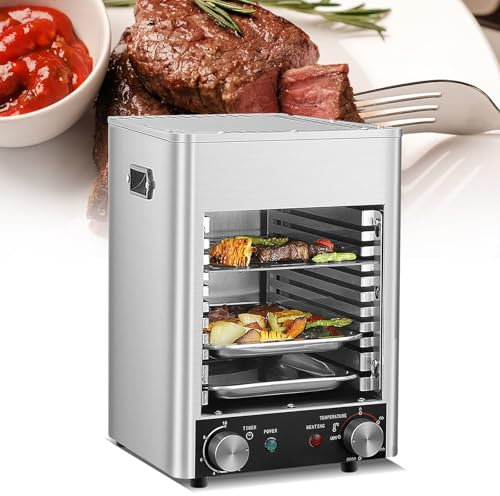 Fablestoryem Elektrischer Steakgrill, 1700W rauchfreier elektrischer Infrarot-Broiler, 800 ℃ Edelstahl-Steakkocher mit 10-Lagen-Grill, elektrischer Infrarot-Grill für BBQ, Toast, Grill