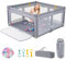 COSTWAY 150 x 150cm Laufstall Baby faltbar, Laufgitter mit 50 Bälle, 4 Griffe & Reißverschlusstor, Krabbelgitter mit atmungsaktivem Netz & Tragetasche, Kinderzaun für indoor und outdoor (Hellgrau)