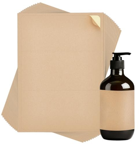 PH PandaHall 60pcs Rectangle Wine Bottle Labels Adhesive Wine Bottle Stickers for Lazer Printer Waterproof Blank Kraft Stickers for Jar Tins Sealing Home Chateau Wedding 3.5x8 inch