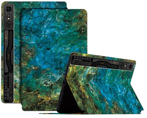 SLLMYYX Case for RedMagic Nova Gaming Tablet/RedMagic Gaming Tablet Pro 10.9 inch, PU Leather Slim Stand Folio Protective Smart Cover (Emerald Marble)