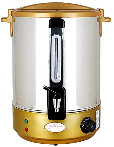NIYNRDE Electric Catering Urn Tea Boiler, Commercial Hot Water Boiler Dispenser, 30-110°C Temperature Control Knob, for Brewing/Buffet/Commercial,Gold,30L