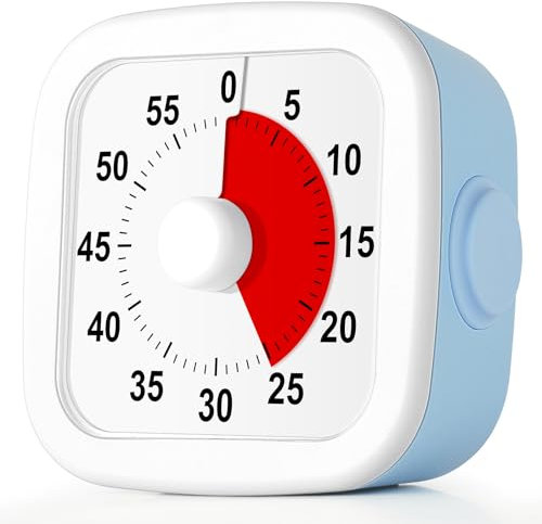 HOTUT Temporizador Visual, 60 Minutos Temporizador de Cuenta Regresiva, Herramienta de Gestión del Tiempo para Niños y Adultos, con Estuche de Protección para Aaula, Cocina, Azul