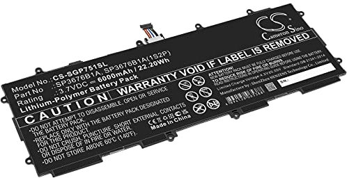 TECHTEK Batterie 6000mAh Compatible avec [Samsung] Galaxy Note 10.1 LTE, Galaxy Tab 2 10.1, Tab GT-P7510, GT-7511, GT-N8000, GT-N8010, GT-N8013, GT-P5100, GT-P5110, GT-P5113, GT-P7510, SGH-I497, SGH