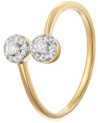 GLIZZ Damenring Mit Diamanten Gold 333/8K traumhaftes Schmuckstück für Frauen, zauberhaftes Accessoire GL8686-54 Ringgröße 54/17,2