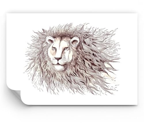 ARTTOR Papier Peint Panoramique en vinyle Premium Sand - Lion le roi la faune la fourrure - 400x280 cm - Revêtement mural décoration Moderne Décoration Wallpaper Salon Chambre - WF2AA400x280-3025