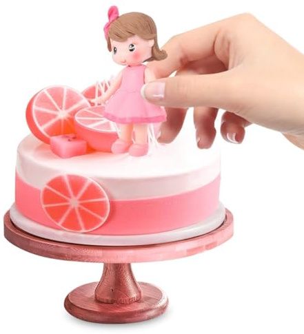 OUNONA Prinzessin Tortendeko Figuren Rosa Schleife Kuchenpuppendekor für Geburtstagstorte Partydekoration Aus Keramik 9X5X1Cm Sicher und Vielseitig