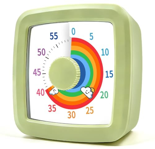 MEPHILIMIA Visueller Timer für Kinder & Erwachsene, 60 Minuten Regenbogen Countdown Timer, Zeitmanagement Tool für Klassenzimmer, Haus, Küche, Büro, Schule