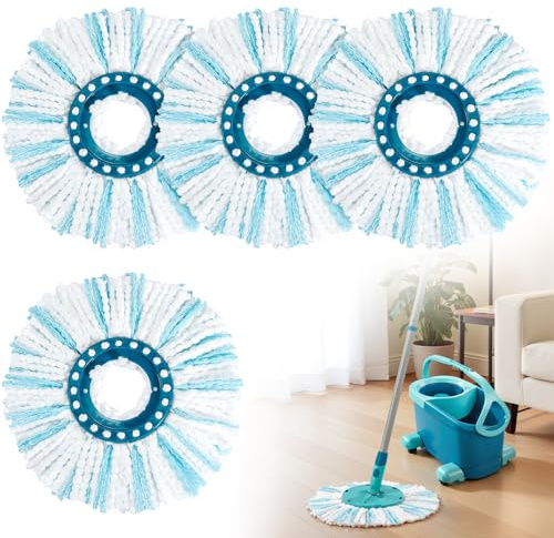 4 Stück Ersatzkopf Kompatible mit CLEAN Twist Disc Mop Ergo | für CLEAN Twist Disc Mop Micro Set, 2-Faser-System Bodenwischer für alle Bodenarten Schmutzaufnahme