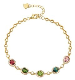 Tolldek Armbänder für Damen 14K Gold 585 Echte Goldschmuck, Bunt 1.6ct Natürlicher Edelstein Klassiker Armreifen Ovalschliff, Moissanit Armreif Damen Gelbgold Au585, 22CM