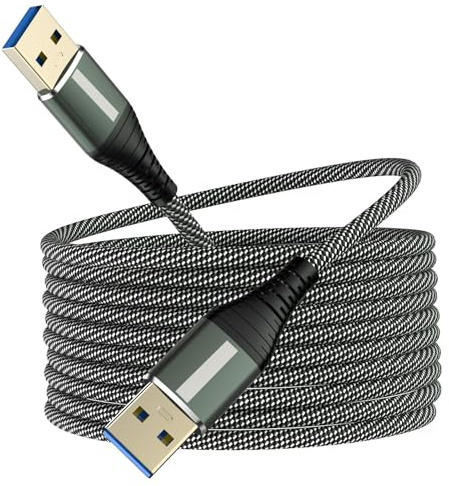 USB 3.0 A to A Male Cable 3M, USB Male to Male Cable Double End USB Cord Compatible with Hard Drive Enclosures, DVD Player, Laptop