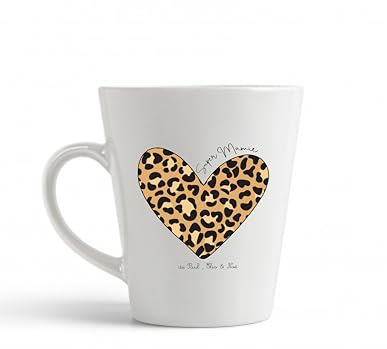 Générique Mug Super Mamie personnalisé – Cadeau Fête des Mamies – Mug conique cœur léopard – Tasse grand-mère avec prénoms