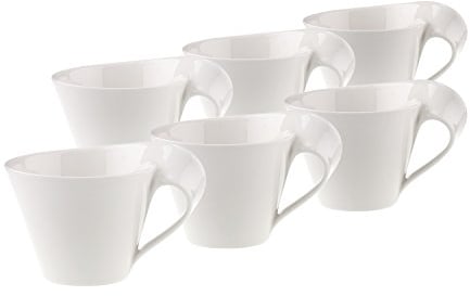 Villeroy & Boch 10-2484-1210 NewWave Caffè Café au Lait Obertasse/Moderne Kaffeetasse, 0,4 L, Porzellan, Weiß, 39 x 28 x 12.3 cm, 6 Einheiten