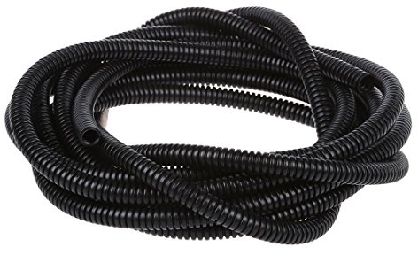 Sourcingmap 5 M 7 x 10 mm Plastic Flexible Corrugated Conduit Tube for Garden,Office Black