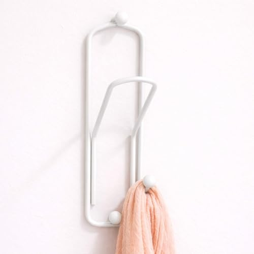 DanDiBo Wandhaken Garderobe Garderobenhaken Weiß Kleiderhaken Büroklammer 32 cm Klammer Jackenaufhänger Haken Metall