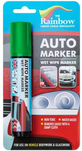 Rainbow Chalk Markers Green 15 mm Tip Car Marker Pen, Window Marker | Jumbo Ink Marker Pen, 15 mm Broad Nib, Water Resistant, Wet Wipe Clean, Indoor & Outdoor Use, Solvent Free