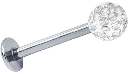 SoulCats Labret Piercing Tragus Monroe Lippe, Farbe: weiß; Länge: 10 mm; Kugelgröße: 3 mm