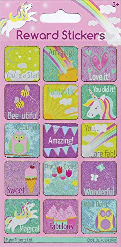 Paper Projects 01.70.04.040 Pink Sparkly Reusable Reward Stickers, 19.5cm x 9.5cm
