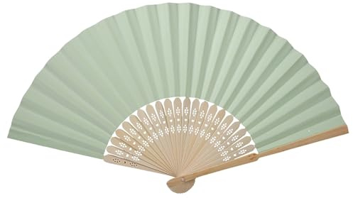 Hztyyier Éventails Pliants en Papier Bambou, Multicolores, Vert Clair, Décoration Mariage