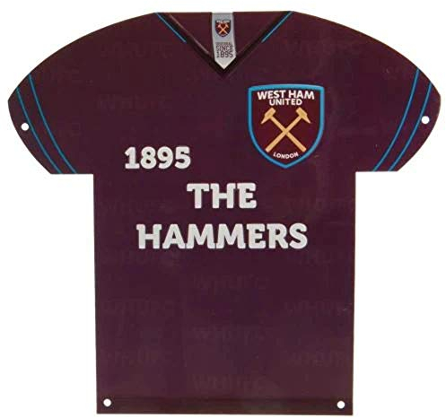 West Ham Football Club Official Shirt Shaped Metal Sign Wall Hanging Crest Badge