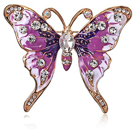 YUEMING Papillon Broche Cristal et Strass Bijoux de Femmes pour Le Mariage broche papillon rétro broche en strass (Purple)