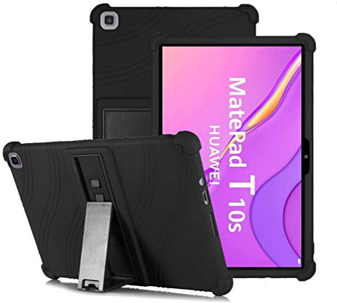 YGoal Funda para Huawei MatePad T 10S/Honor Pad X8 10.1 - Cubierta Protectora a Prueba de choques Suaves para niños de Peso liviano Silicona Case Cover para Huawei MatePad T10S, Negro