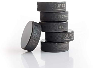 Hockey Revolution Eishockey-Pucks – hergestellt in Tschechien – langlebiges Gummi mit glatten Seiten, Noppen-Seitenwänden – Regulationsgröße – Durchmesser 7,6 cm, Dicke 2,5 cm, 170 g, Schwarz