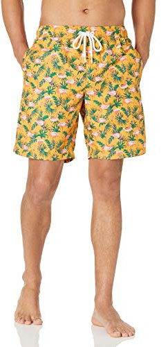 Amazon Essentials Short De Bain 22,9 cm À Séchage Rapide Et Coupe Décontractée - couleurs abandonnées Homme, Orange Flamant Rose, S