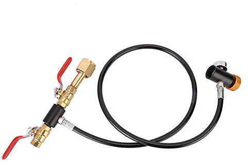 BuyWeek CO2 Nachfülladapter, W21.8-14 EU Gewinde CO2 Nachfülladapter mit 36 ​​Zoll Schlauch und Manometer für Sodawassertank