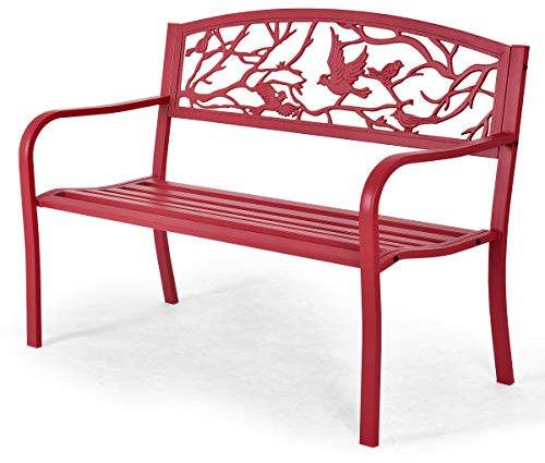 RELAX4LIFE Panchina da Esterno, Panchina da Giardino in Ferro Verniciato Resistente, Panchina Moderna da Parco per 2 Adulti, (Medello 1)