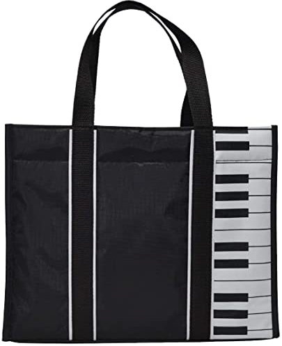 Music Bag Handbag Music Piano Keyboard Oxford Bag Music Note Print Shopping Bags for Folding Travel Large Handbag Shoulder Bag