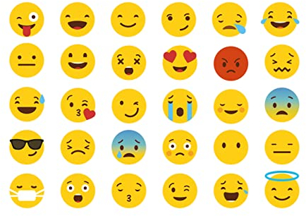 Set Emojis Selbstklebende Aufkleber, groß, Emojis, Emojis, klassisches Emoji-Set