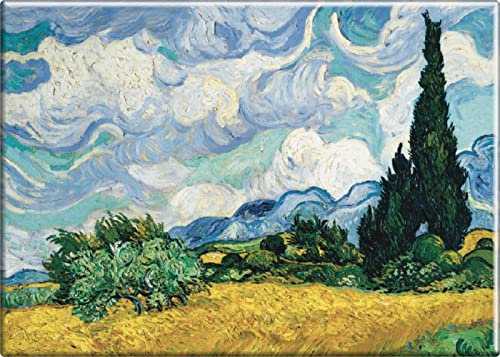 Vincent Van Gogh - Weizenfeld mit Zypressen - 8,9 x 6,3 cm Magnet