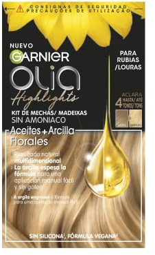 Garnier Olia Highlights Coloración Permanente Sin Amoniaco con Aceites Florales Naturales - Tono Rubio