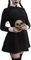 LVCBL Damen Halloween Mittwoch Cosplay Outfits A Linie Langarm Kleid Schwarz M